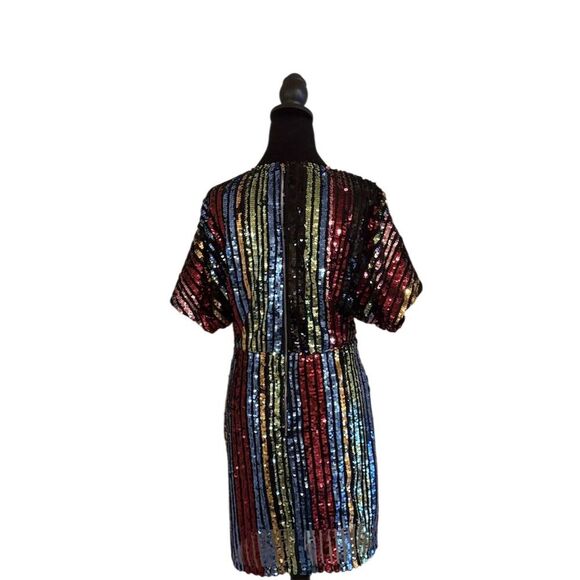 BaeVely Women's Multicolor Sequin Mini Dress V-Neck Party Size M - Picture 4 of 7